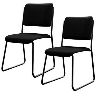 Imagem de Kit 02 Cadeiras Hoteleira Auditório Empilhável Inter L02 Crepe Preto -