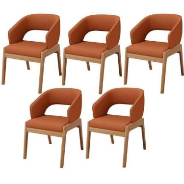 Imagem de Kit 05 Cadeiras De Jantar E Estar Living Estofada Lince L02 Tecido Ter