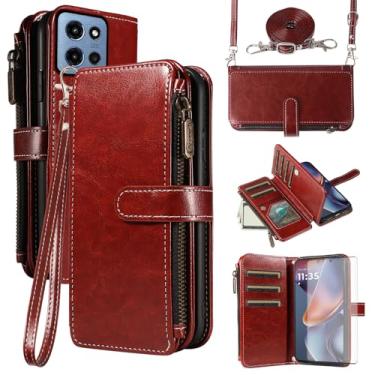 Imagem de Asuwish Capa de celular para Motorola Moto G 5G 2025 com protetor de tela de vidro temperado e cordão com zíper, porta-cartões, suporte, suporte, acessórios de celular protetores, G5G, 5 G, G5