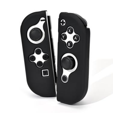 Imagem de DLseego Capa protetora para controles Switch Joy Con, 1 par de capa de silicone macio portátil TPU capa de substituição de cor pura adequada para Switch e modelo OLED Joy Cons - preta