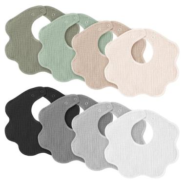 Imagem de Babadores para bebês, pacote com 8 bandanas Konssy 100% algodão absorv