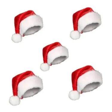 Imagem de 5 Gorro Kit Touca Papai Mamãe Noel Adulto Veludo Brilhante - Wincy