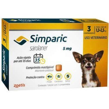 Imagem de Simparic 5mg Antipulgas para Cães 1,3Kg a 2,5Kg 3 Comprimidos - Zoetis