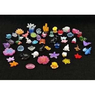 Imagem de Conjunto fofo de berloques de geleca, mini enfeites de resina misturada a granel para scrapbooking para aquários de peixes, artesanato faça você mesmo, 50 peças