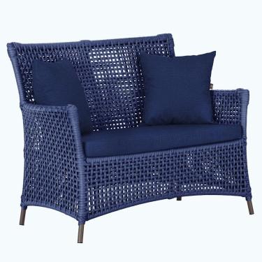 Imagem de 1 Sofá área Externa Igapó Alumínio Marrom Corda Náutica E10 Azul