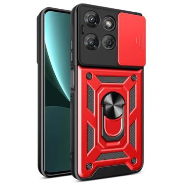 Imagem de RKINC Capa para Motorola Moto G Power 5G 2025 com capa deslizante para câmera e anel giratório com suporte de grau militar à prova de choque com suporte magnético para carro, vermelho
