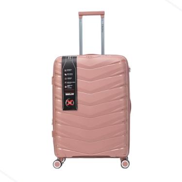 Imagem de Mala Média Expansível Cadeado TSA Original Antifurto Padrão ANAC Rodas Duplas 360° Removíveis Rose