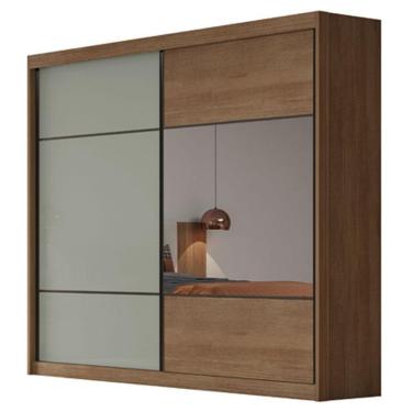 Imagem de Guarda Roupa Casal Belmonte 2 Portas 8 Gavetas Cumaru 25 Fendi Com Espelho - Novo Horiz...