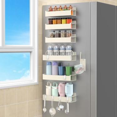 Imagem de HuggieGems Suporte magnético para garrafa de água para geladeira, organizador de copo para Stanley e copo para cozinha, pacote com 6, branco creme