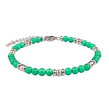 Imagem de JMLOON Pulseiras femininas com contas de pedra natural de aço inoxidável ajustável, lápis-lazúli, olho de tigre, aventurina, quartzo rosa, One Size, Aço inoxidável, Ágata