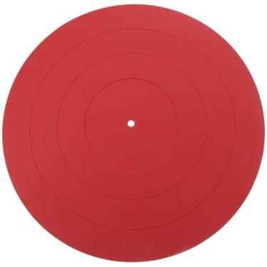 Imagem de SEWACC Tapete de silicone vermelho para toca-discos de vinil grosso, tapete protetor de vibração, toca-discos para fonógrafos e tocadores