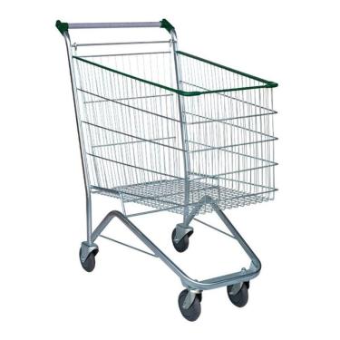Imagem de Carrinho De Supermercado Compras Tubular Zincado Cesto 180l