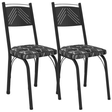 Imagem de Kit 2 Cadeiras Tubular Europa 151 Preto Assento Mosaico Silver Artef Mosaico Silver