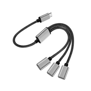 Imagem de Adaptador de fone de ouvido USB C, divisor de fone de ouvido USB tipo C 3 em 1, adaptador de carregamento, cabo dongle de áudio, suporte para chamadas de música para a maioria dos smartphones