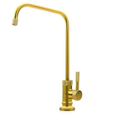 Imagem de Torneira de filtro de água, torneira com filtro de água, torneiras de osmose reversa de cobre sem chumbo para pias de bar de cozinha - Torneira dispensadora de água dourada escovada fácil de instalar