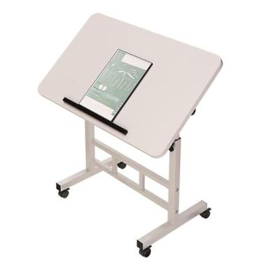 Imagem de Mesa de apoio, mesa dobrável para computador com roda de freio, painel reversível dobrável, placa espessa, faixa de elevação de 60 ~ 80 cm/65 ~ 87 cm, mesa móvel sobre a cama, 60 x 40 cm