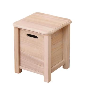 Imagem de HGTRH Espreguiçadeira de madeira maciça, otomano de armazenamento, banco multifuncional para uso doméstico com acabamento carbonizado, design que economiza espaço para sala de estar e entrada, madeira