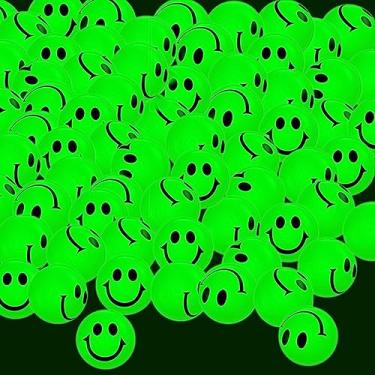 Imagem de Deekin 300 peças de bolas saltitantes de 2,5 cm a granel que brilham no escuro sorriso rosto bola saltitante para crianças lembrancinha de festa de dia dos namorados bolas de borracha alto quicando