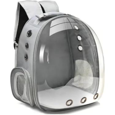 Imagem de Mochila De Transporte Para Pets Cachorros E Gatos Com Ventilação Transparente E Visão Panorâmica Bolsa Astronauta Passeio Animal De Estimação Portátil (Cinza)