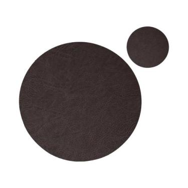 Imagem de Conjunto De Sousplat Redondo Em Couro PU Com Padrão De Couro De Vaca P