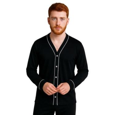 Imagem de Pijama Americano Masculino Adulto Inverno Calça Manga Longa Pós Cirúrg