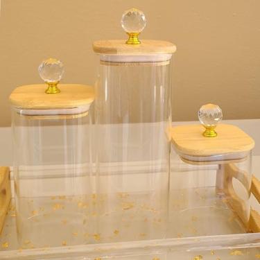 Imagem de Crie Seu Kit de Potes Hermético para Mantimentos e Organizador de Cozinha Dispensa Armário (KIT QUADRADO CRISTAL,3 POTES (PMG))