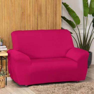 Imagem de 1 Unidade De Capa de Sofá Coladinha Com Costura Reforçada Para 1, 2 ou 3 Lugares De Malha Gel Grossa (Rosa Chiclete,3 Lugares)