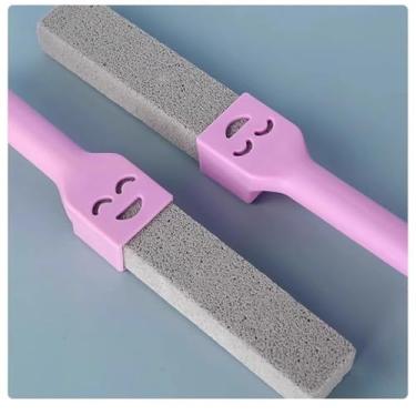 Imagem de 1 bastão de limpeza de pedra-pomes com alça, ferramenta de limpeza para banheiros, cozinhas, churrasqueiras e azulejos, rosa