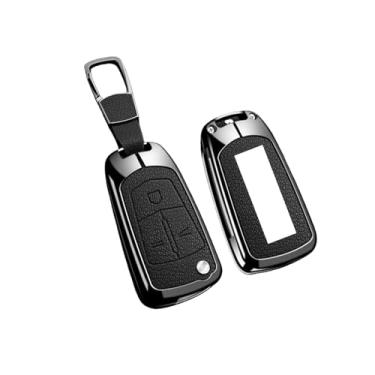 Imagem de Capa para chave remota de couro de liga de zinco para carro compatível com Opel/Astra JH/Corsa/Insignia/Mokka/Zafira/Meriva Acessor de chaveiro protetor(B Black 1)