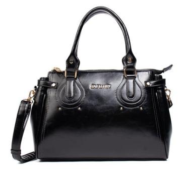 Imagem de Bolsa Feminina Rafitthy Tiracolo Média Verniz Preto, Preto, Único