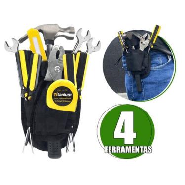 Imagem de Cinto Bolsa Porta Ferramentas Com 4 Bolsos Reforçada 5493 Titanium - M