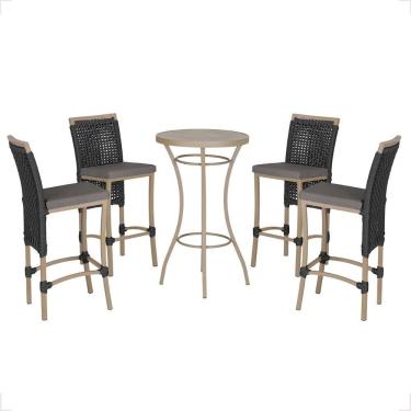 Imagem de Mesa Bistro E 4 Banquetas Roma Fendi Corda Náutica 11 Preta