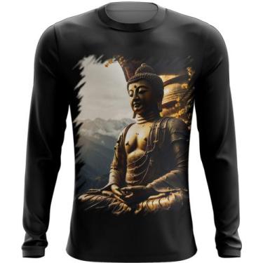 Imagem de Camiseta Manga Longa Estátua de Buda Iluminado Religião 6 - Kasubeck S