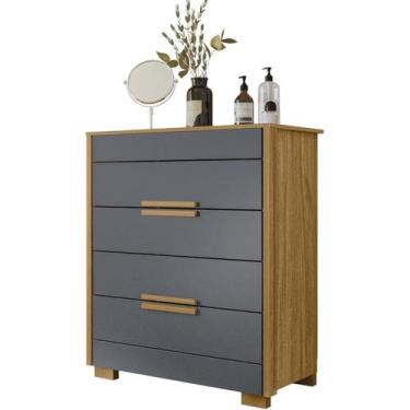 Imagem de Comoda 4 Gavetas Corrediças Telescopicas 9970 Freijo Cinza Moval, Frei