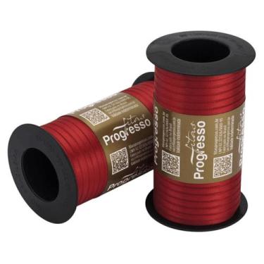 Imagem de Fita de Cetim Progresso Dupla Face 4mm - Nº 000 c/ 100 metros - Vinho