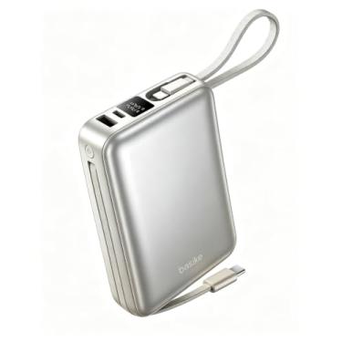 Imagem de Basike Carregador Portátil, Power Bank 20000mAh com Cabos Integrados(Prata)