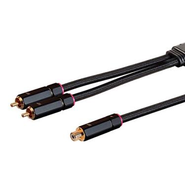 Imagem de Monoprice Adaptador RCA Y - 2 machos para 1 fêmea, conectores banhados a ouro, blindagem dupla, 3,5 m, preto - série Onyx