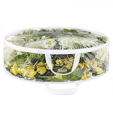 Imagem de Yajun Bolsa de armazenamento de guirlanda de natal transparente recipiente de guirlandas de PVC de grande capacidade com alças de fita forte decoração de festa, 60 * 20 cm