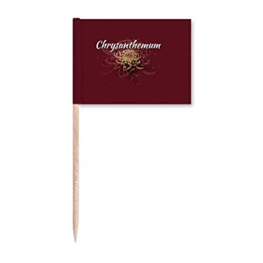 Imagem de Flores crisântemos Blossom Beautifully Toothpick Flags Marker Topper Decoração de Festa