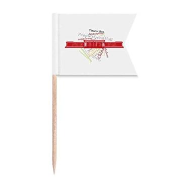 Imagem de China Building Great Hall People bandeiras de palito de dente marcando para festa bolo comida prato de queijo