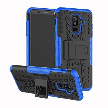 Imagem de Capa protetora de telefone compatível com Samsung Galaxy A6 Plus 2018/A9 Star Lite, TPU + PC Bumper híbrido capa robusta de grau militar, capa de telefone à prova de choque com suporte (cor: azul escuro)