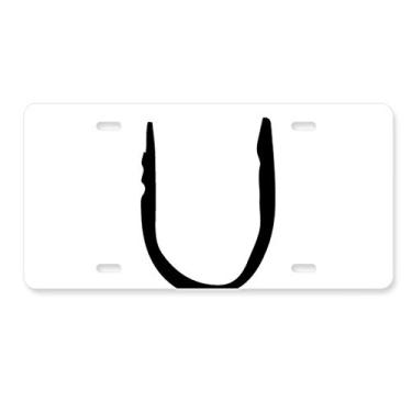 Imagem de DIYthinker Placa de licença com silhueta preta de Upsilon com alfabeto grego, etiqueta de aço inoxidável