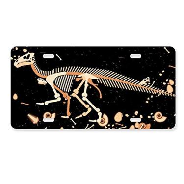 Imagem de DIYthinker Placa de licença em formato de osso de dinossauro, decoração em aço inoxidável para automóvel
