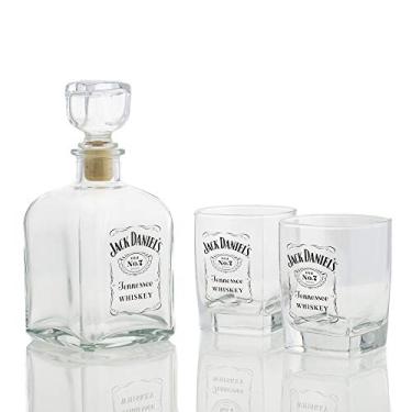 Imagem de Conjunto de 3 peças com design de garrafa M. Cornell Jack Daniel's Decantador e Copos Duplos à moda antiga