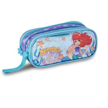 Imagem de Estojo Escolar Duplo Infantil Da Sereia Encantada Meninas