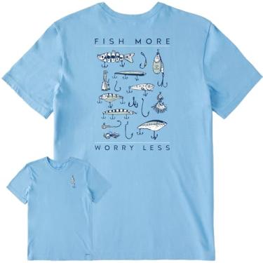 Imagem de Life is Good Camiseta masculina de algodão para amantes da música, manga curta, gola redonda, guitarra rítmica natural, Azul frio, M