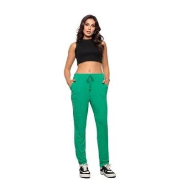 Imagem de Calça Feminina Soltinha Reta Comfy Verde - GG - Verde-Feminino