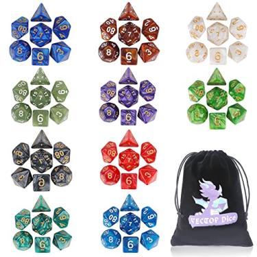Imagem de Coyeekn DND Dice Sets, 10 X 7 Sets (70 Pieces) Polyhedron Dice for Dungeons and Dragons RPG MTG D&D Tabletop Game with 1 Big Pouch D4 D8 D10 D12 D20