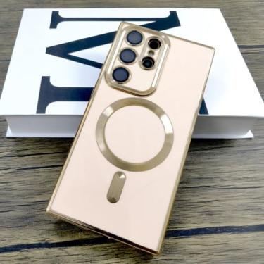 Imagem de Capa de silicone macio revestido para Samsung Galaxy S24 S23 S22 S21 Ultra Plus S 24 Carga sem fio com capa de lente de câmera, rosa, para Samsung S22 Plus