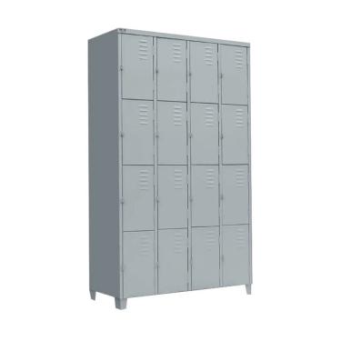 Imagem de Armário Roupeiro De Aço Vestiário Academia 16 Portas Locker Cinza com Chave